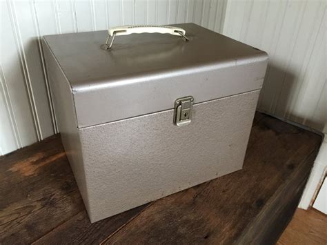 vintage handicraft metal box file|Vintage Metal File Box .